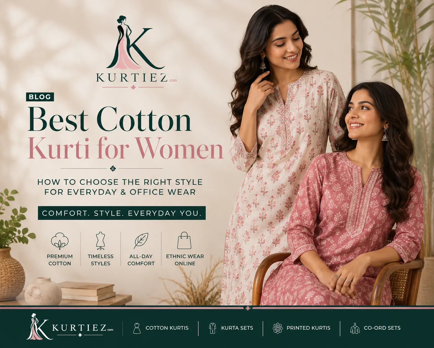 Cotton kurti for women for everyday and office wear from Kurtiez