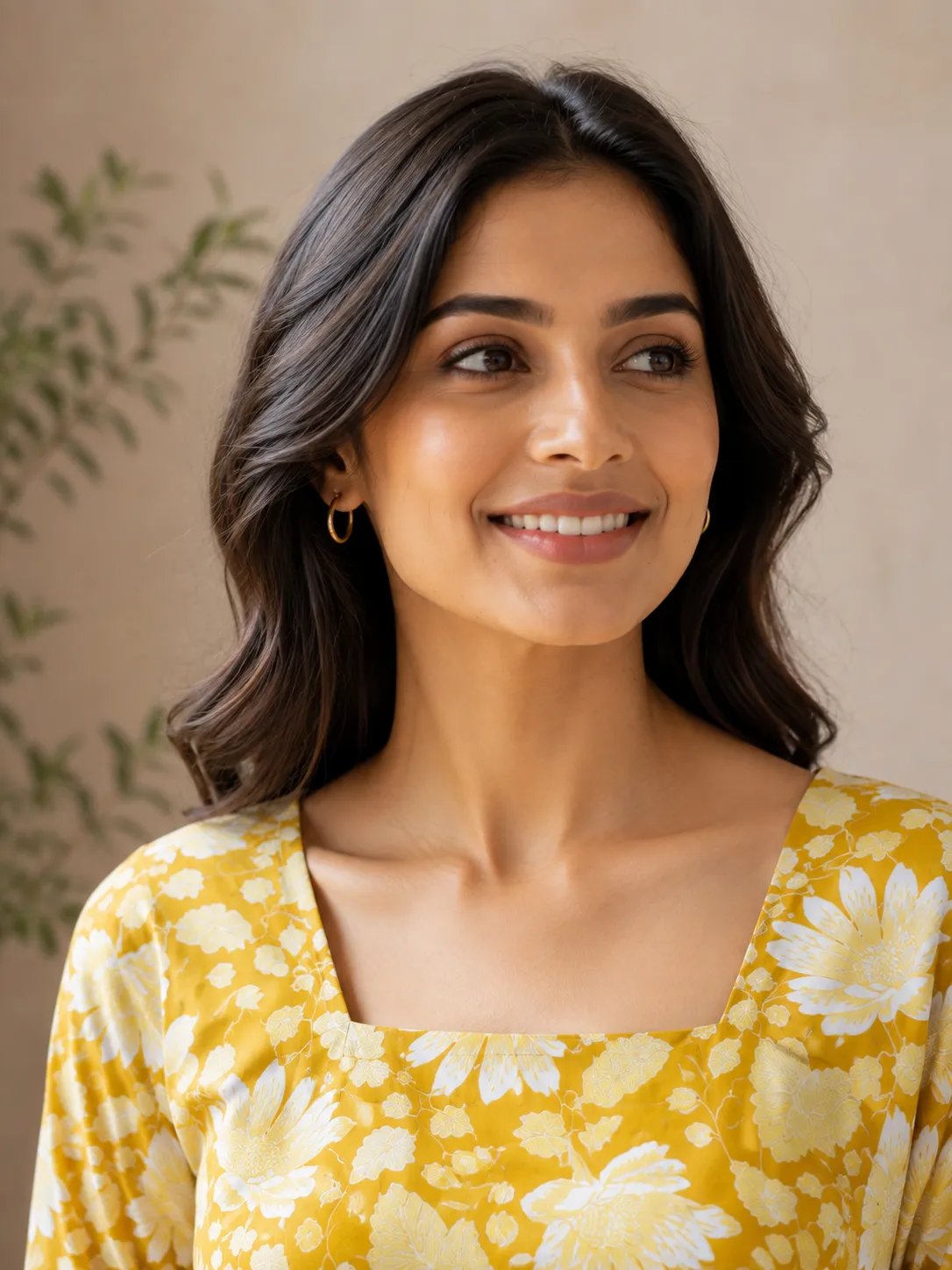 Women’s Mustard Yellow Floral Printed Cotton Kurti - Image 5